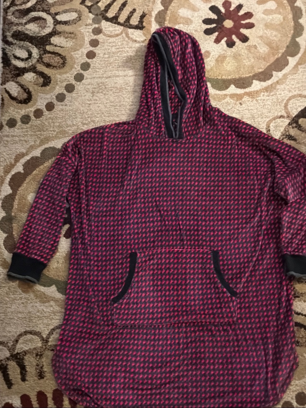 Simply Vera Vera Wang Pink & Black Hooded Sleep Tunic